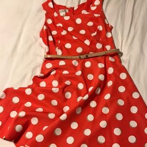 Dressbarn Sleeveless Fit-and-Flare Polka Dot Dress
